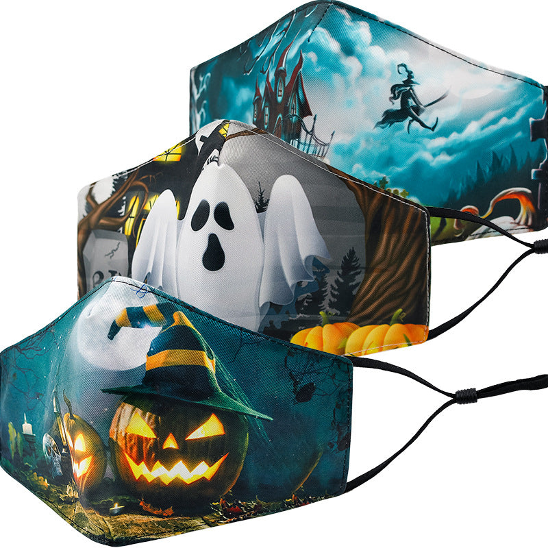 Wholesale Halloween 3D Warm Three-Layer Washable Dustproof Cotton Mask