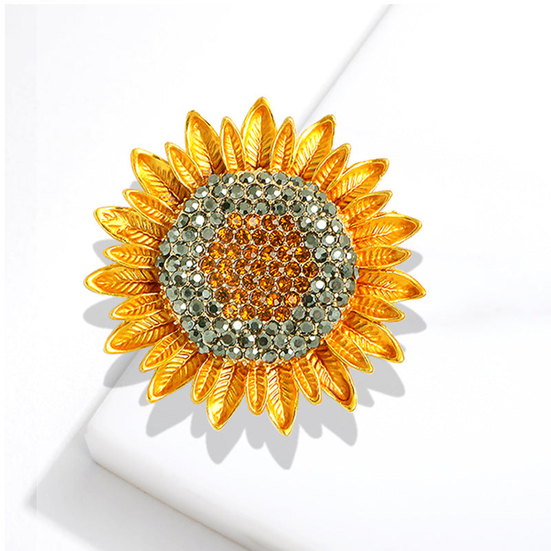 Wholesale Sunflower Diamond Alloy Brooch