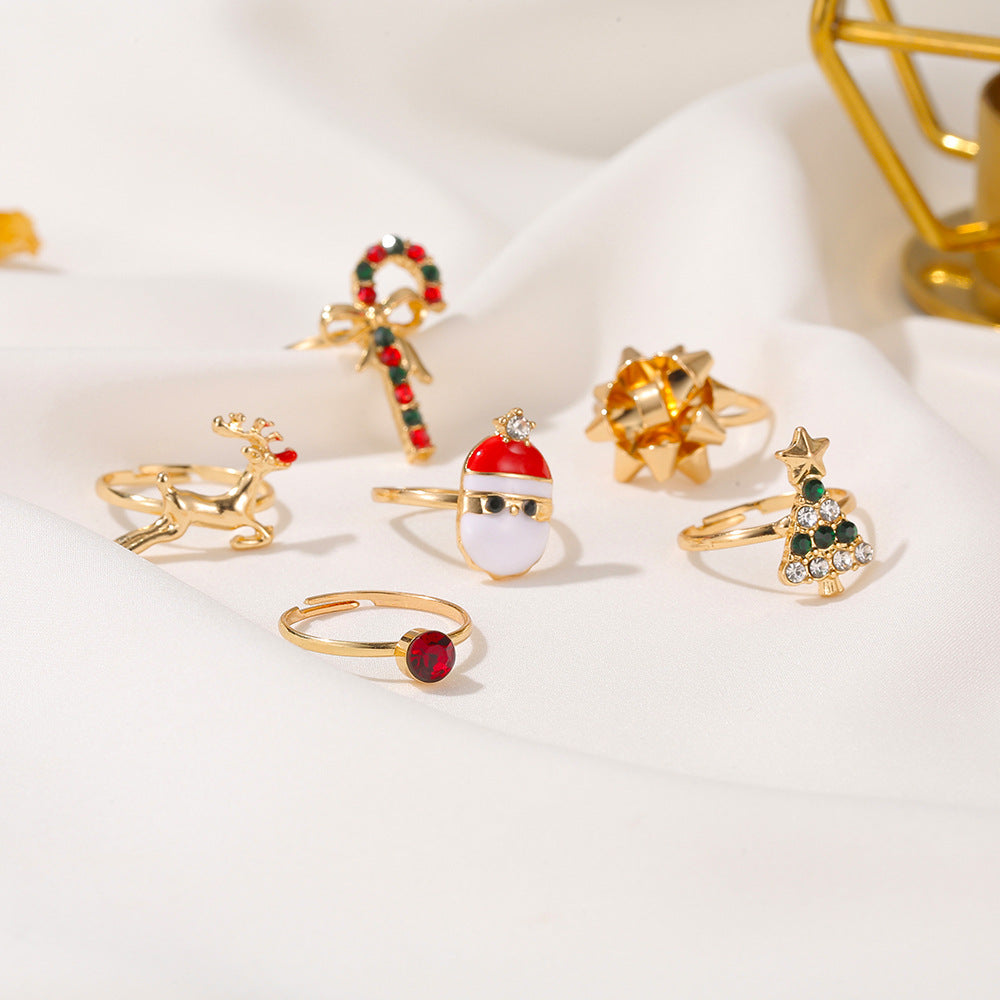 Wholesale Christmas Cute Cartoon Open Adjustable Band Rings