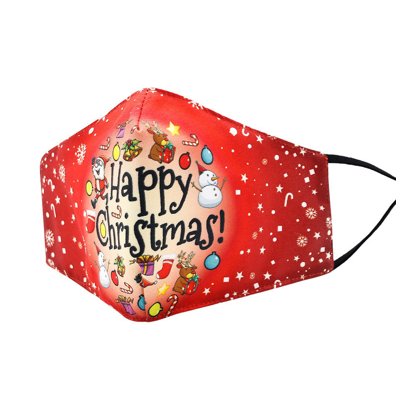 Wholesale Christmas 3D Printed Winter Dustproof Breathable Washable Cotton Mask