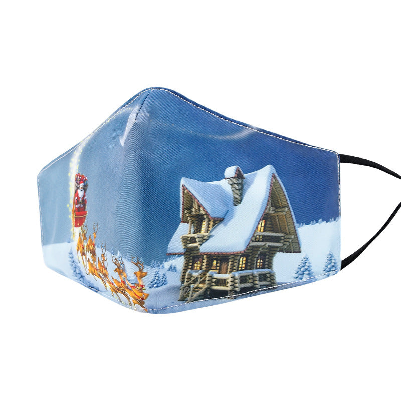 Wholesale Christmas 3D Printed Winter Dustproof Breathable Washable Cotton Mask