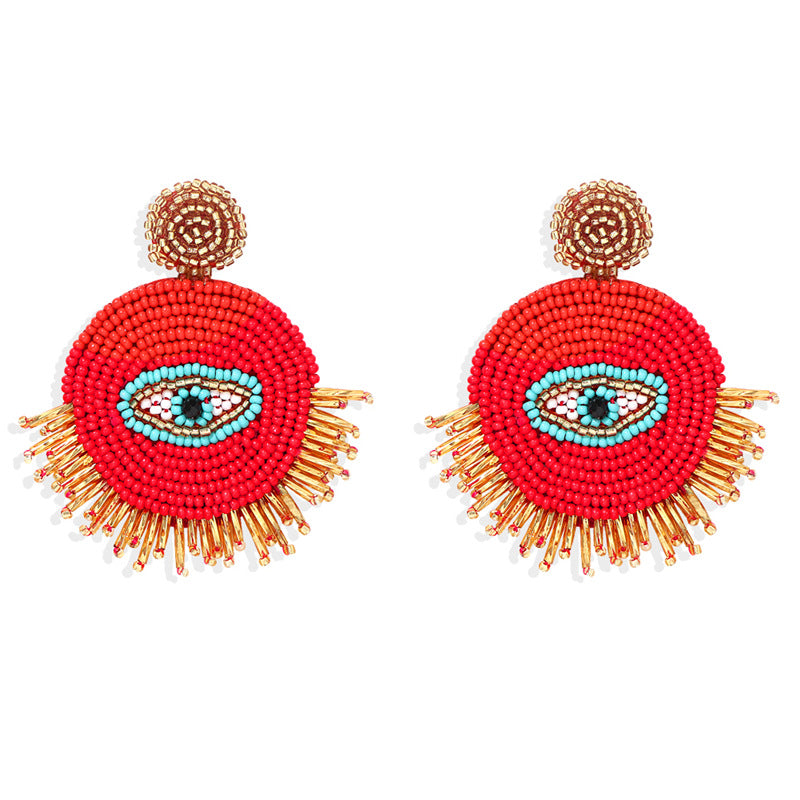 Wholesale Devil's Eye Creative Handmade Rice Bead Earrings