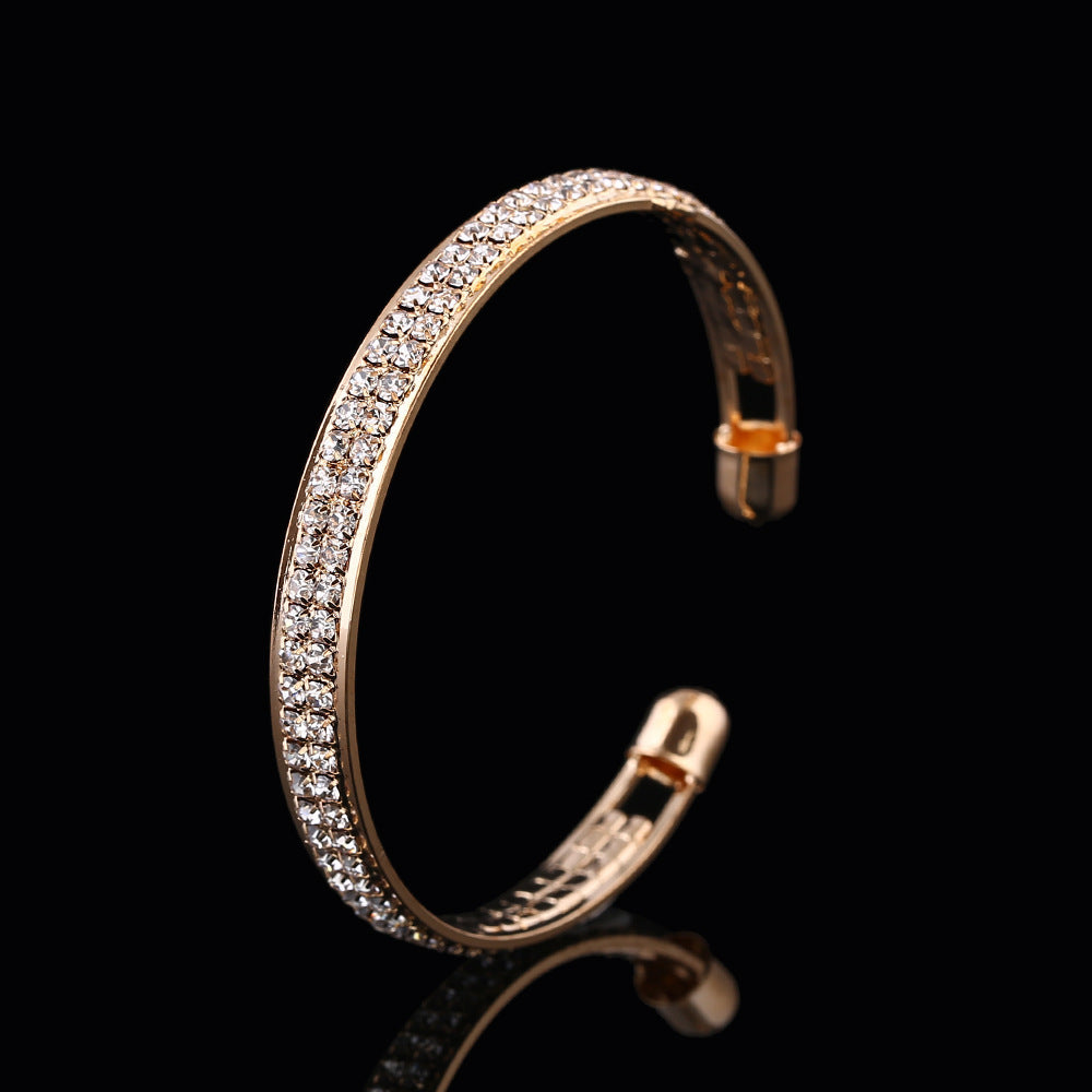 Wholesale Full Diamond Opening Alloy Bracelet