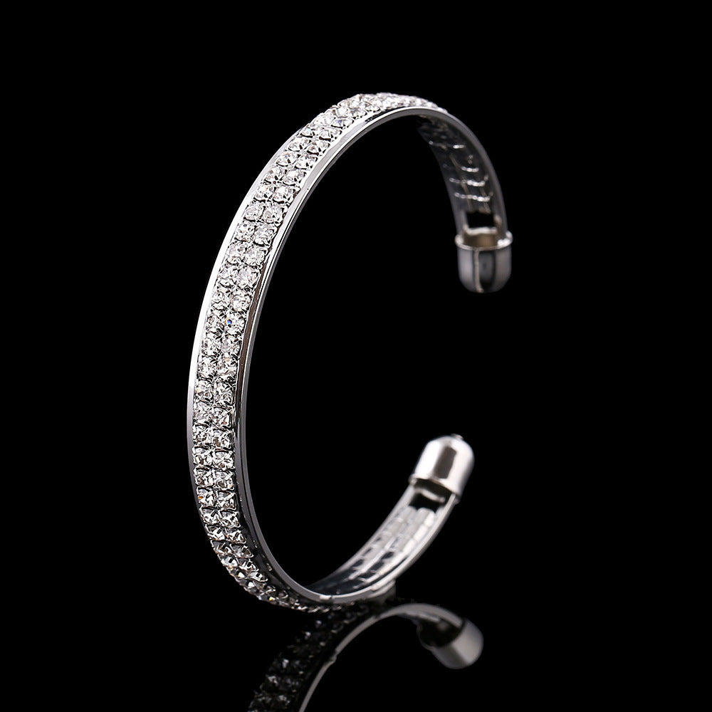 Wholesale Full Diamond Opening Alloy Bracelet