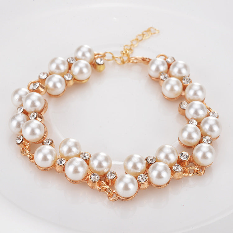 Wholesale Water Diamond Pearl Alloy Bracelet