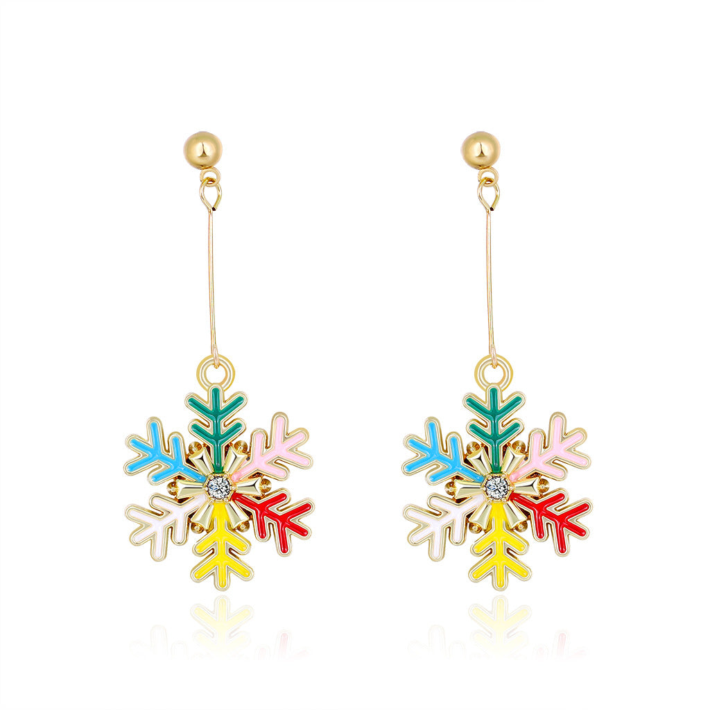 Wholesale Christmas Oil Drop Diamond Santa Claus Christmas Tree Alloy Earrings