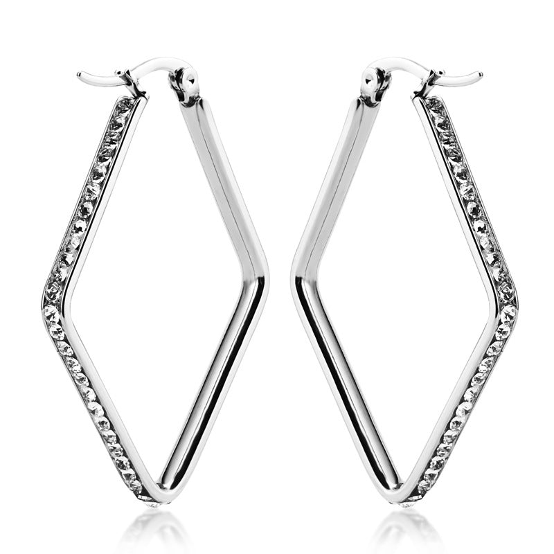 Wholesale titanium steel rhombus earrings