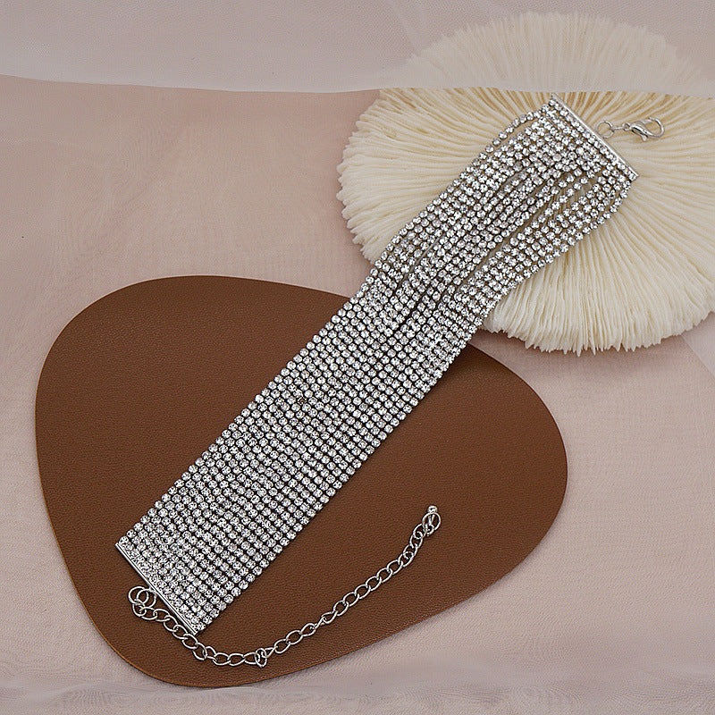 Wholesale Wide Stage Performance Multi-layer Rhinestone Bracelet