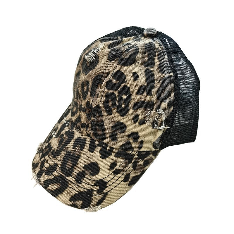 Wholesale Summer, spring and autumn light board old outdoor sunscreen grid washed ponytail baseball cap