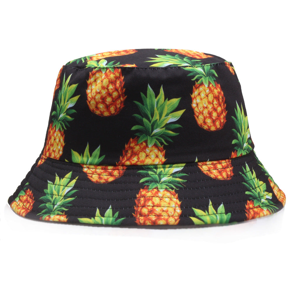 Wholesale Sun Protection Double-sided Pineapple Print Bucket Hat