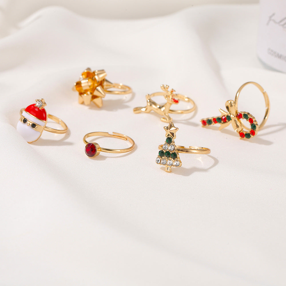 Wholesale Christmas Cute Cartoon Open Adjustable Band Rings