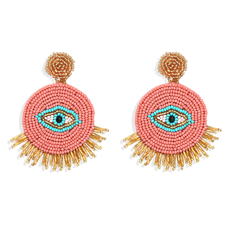 Wholesale Devil's Eye Creative Handmade Rice Bead Earrings
