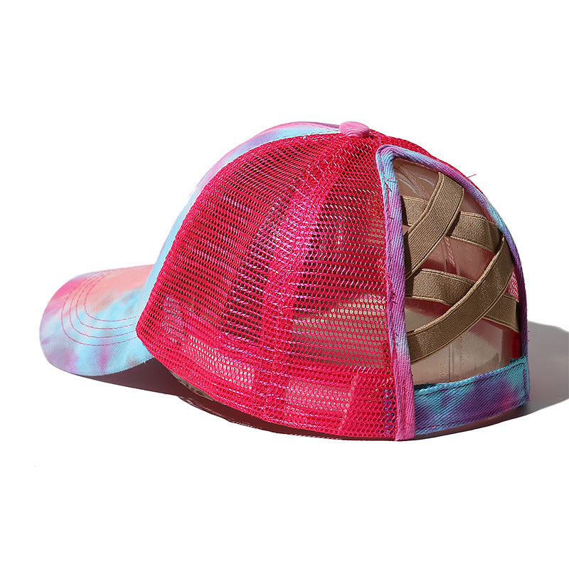 Wholesale Tie Dye Loop Cross Starry Pattern Ponytail Baseball Cap
