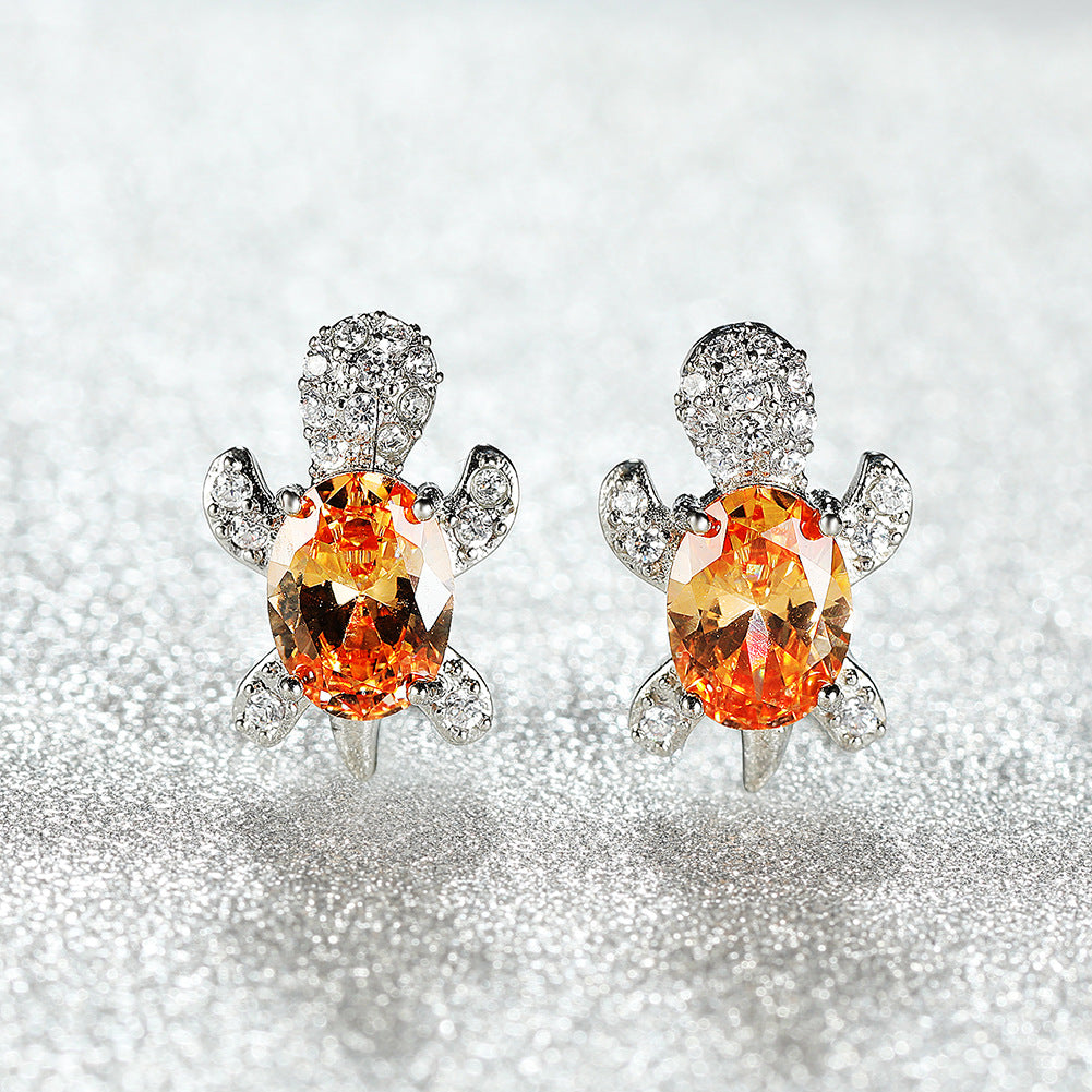 Wholesale Sea Animal Turtle Zircon Earrings