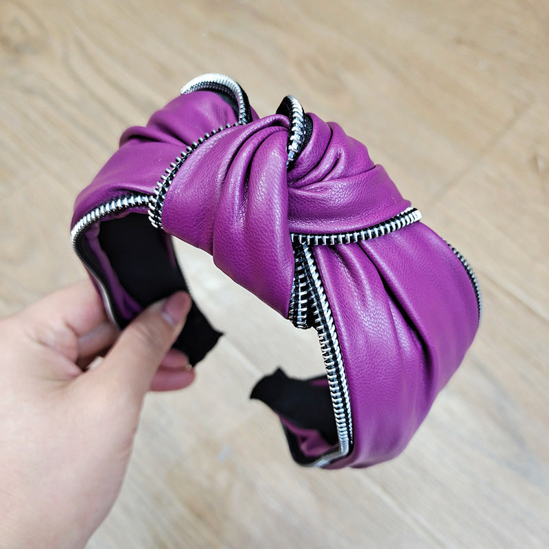 Wholesale Pu Leather Wide Edge Knotted Headband