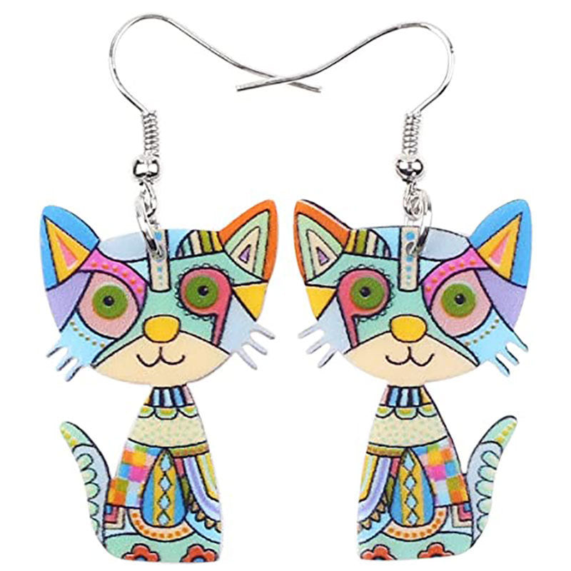 Wholesale 3D Painted Cat Acrylic Earrings