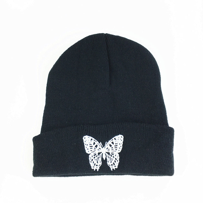Wholesale Acrylic Autumn and Winter Butterfly Embroidery Knitted Woolen Hat Couple Hat