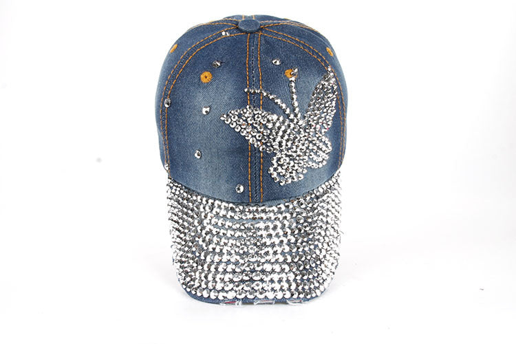 Wholesale printed butterfly full Eaves point drill denim baseball cap