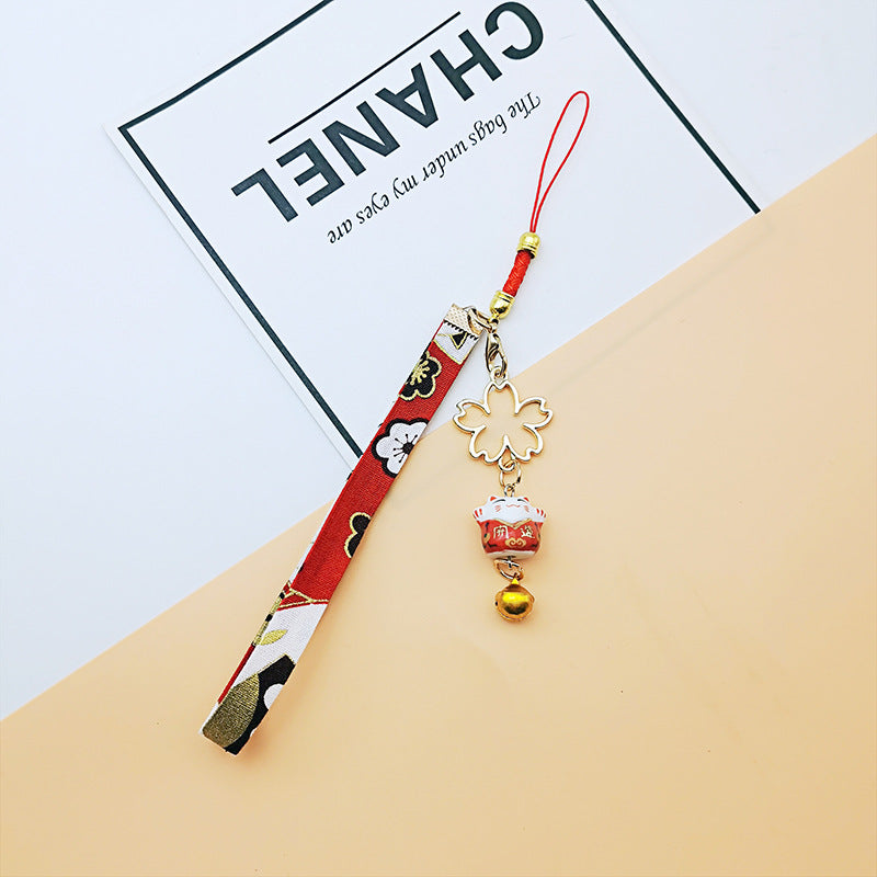 Wholesale Japanese Lucky Cat Bell Metal Keychains