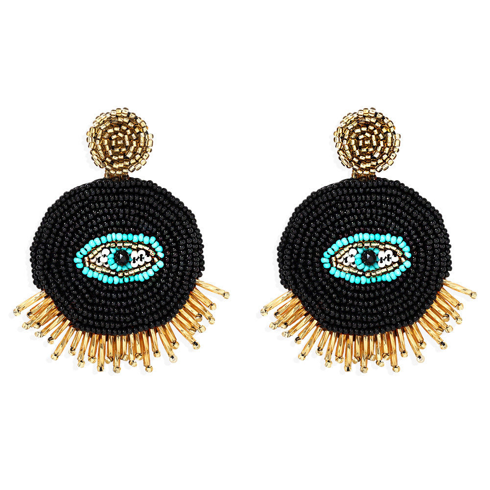 Wholesale Devil's Eye Creative Handmade Rice Bead Earrings