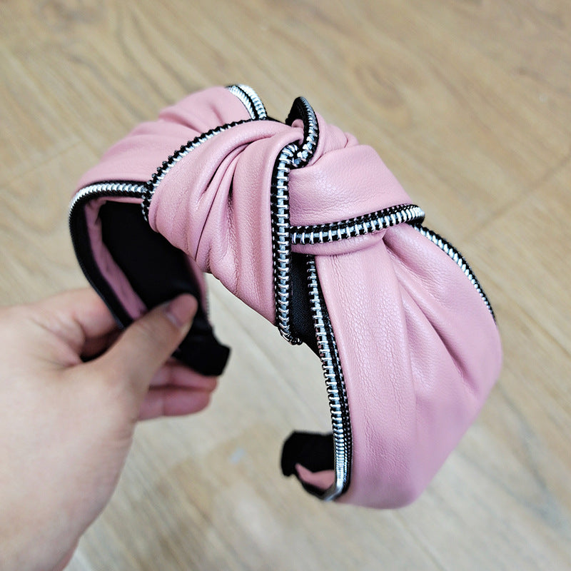 Wholesale Pu Leather Wide Edge Knotted Headband