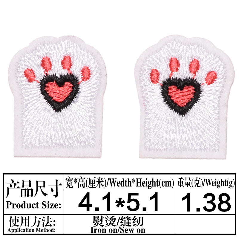 Wholesale Cat Paw Cloth Patch Adhesive Backed Embroidered DIY Decorative For Clothing Backpack Resale