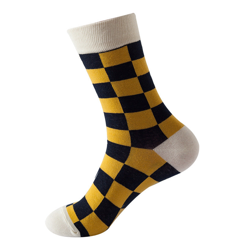 Wholesale Autumn and Winter Colorful Plaid Couple Mid-calf Socks