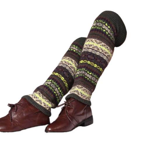 Wholesale Autumn and Winter Fluorescent Wool Socks, Over-the-knee Warm Boot Covers and Leg Warmers