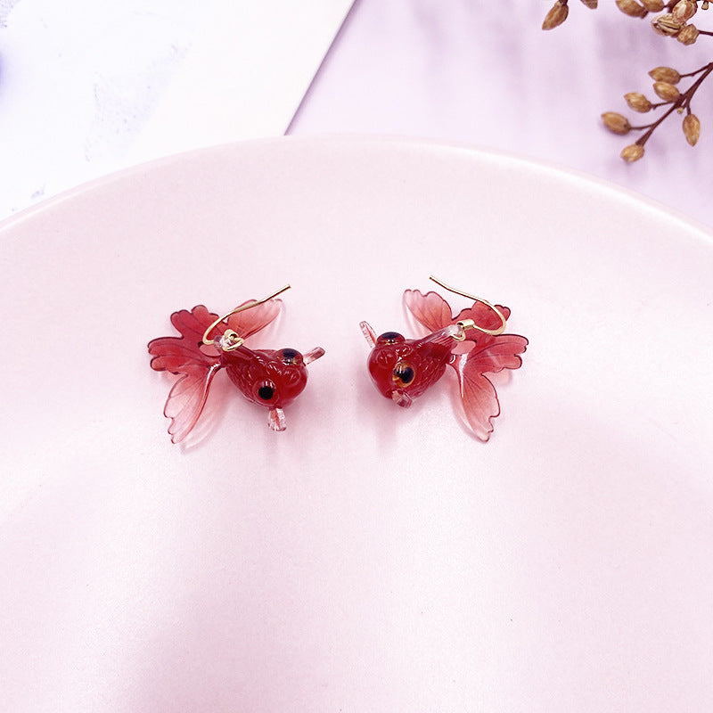 Wholesale 925 Silver Needle Goldfish Alloy Earrings