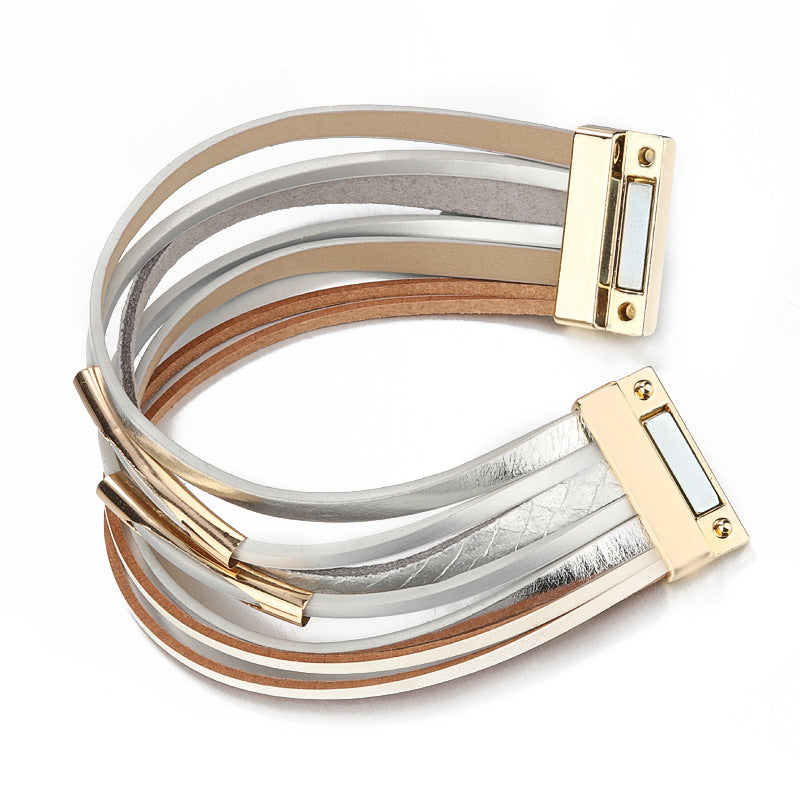 Wholesale Multi-layer Hand Woven Magnetic Leather Bracelets