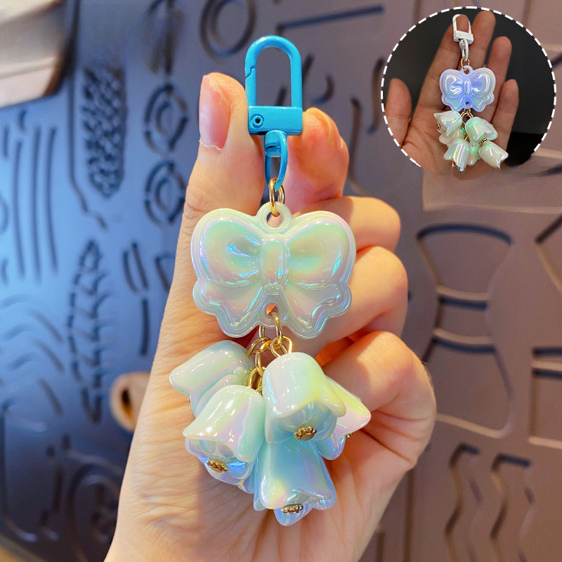 Wholesale Luminous Bow Lily of the Valley Acrylic Keychains