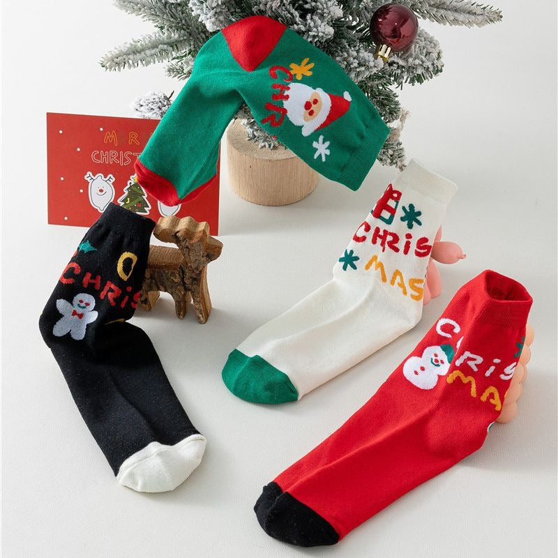 Wholesale Cartoon Christmas Mid-calf Socks