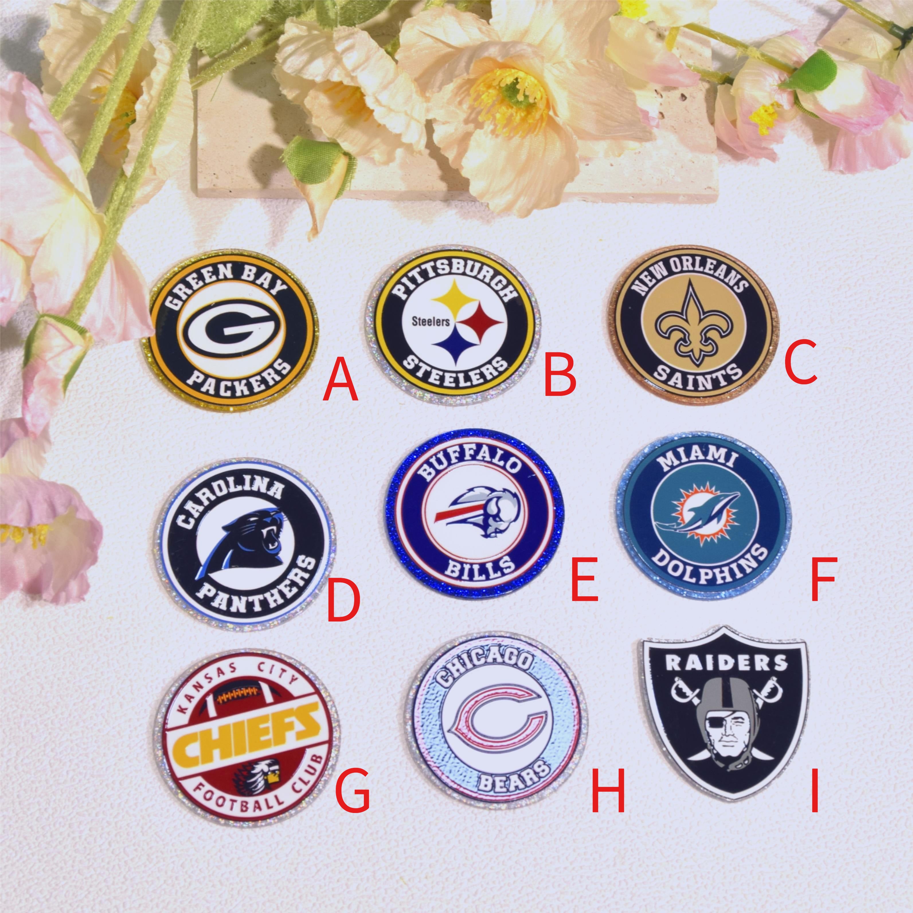 Wholesale 5 Pcs/10 Pcs/20 Pcs   Cute Cartoon Acrylic Flatbacks (Team/Football/Team logo) for DIY Badge Reels & Phone Stands