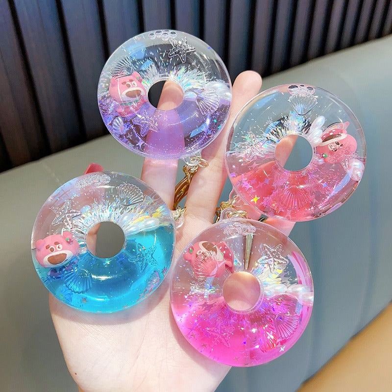 Wholesale Donut Liquid Quicksand Oil-infused Acrylic Keychain