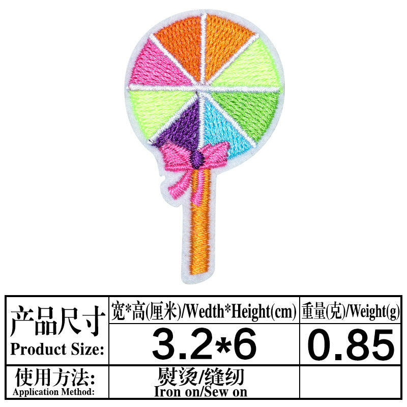 Wholesale Trendy Cartoon Lollipop Computer Embroidered Patch With Adhesive Backing For Clothing Bags And DIY Accessories