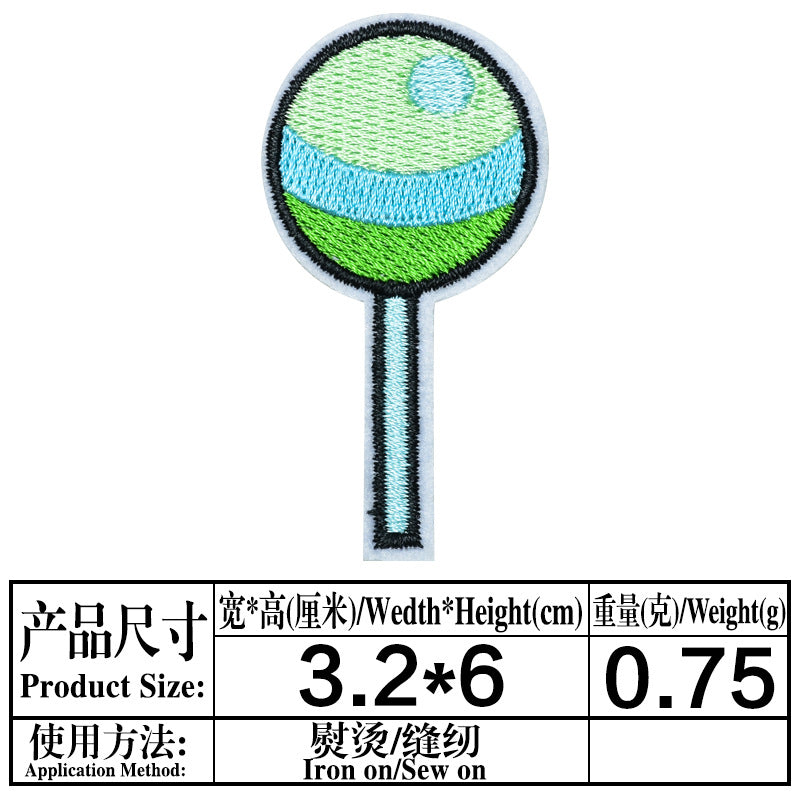 Wholesale Trendy Cartoon Lollipop Computer Embroidered Patch With Adhesive Backing For Clothing Bags And DIY Accessories