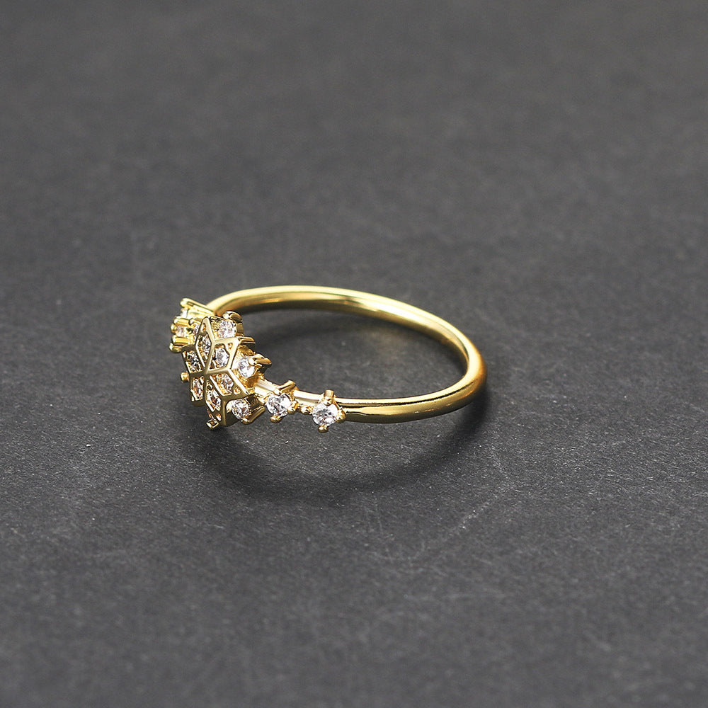 Wholesale Copper Gold Plated Hexagram Snowflake Ring