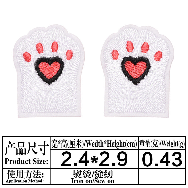 Wholesale Cat Paw Cloth Patch Adhesive Backed Embroidered DIY Decorative For Clothing Backpack Resale