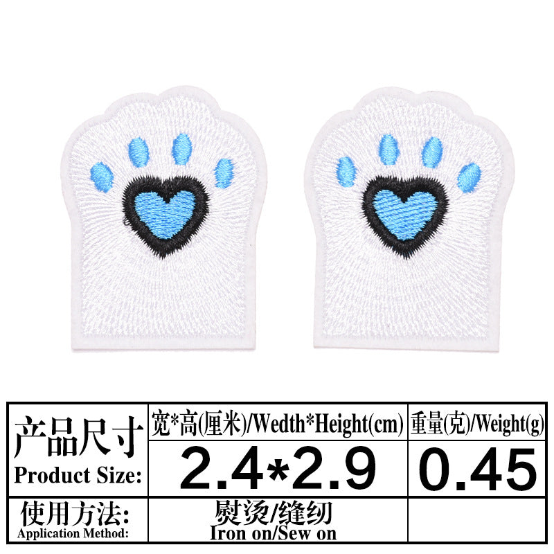 Wholesale Cat Paw Cloth Patch Adhesive Backed Embroidered DIY Decorative For Clothing Backpack Resale