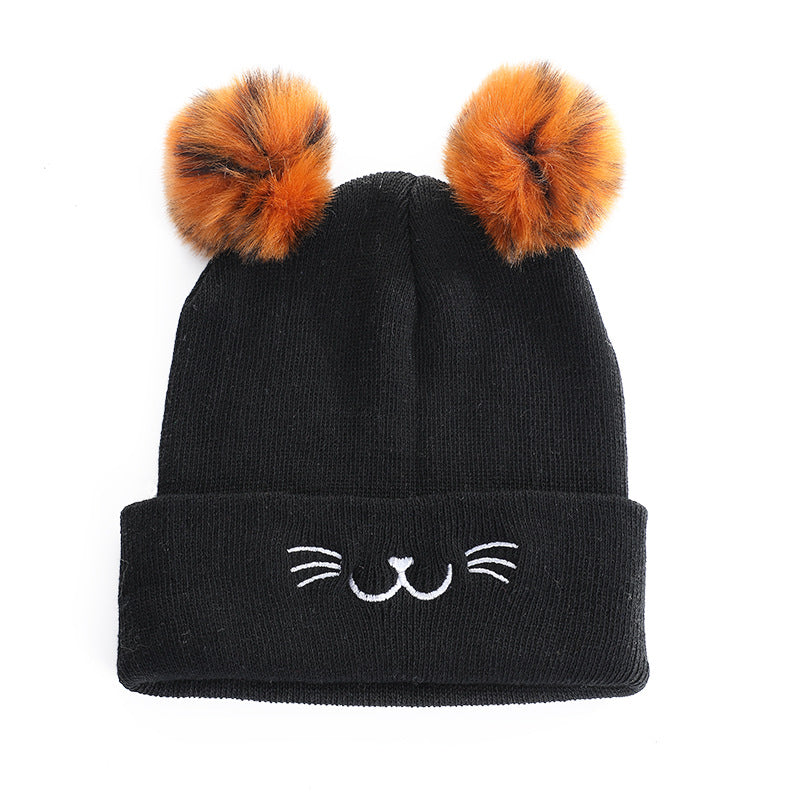 Sombrero de bola de pelota de pelota de pelaje de gato acrílico de dibujos animados al por mayor