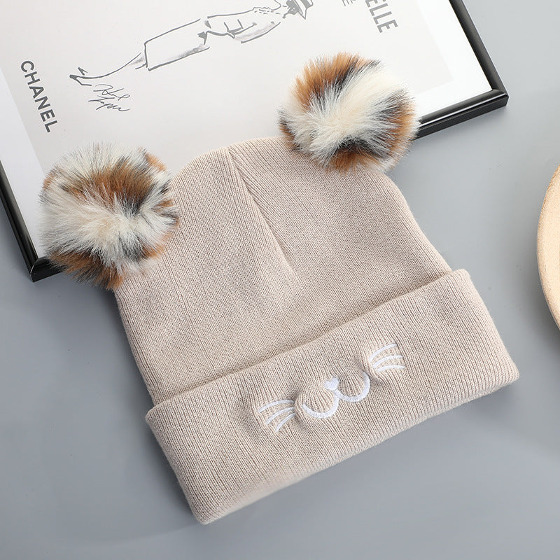 Sombrero de bola de pelota de pelota de pelaje de gato acrílico de dibujos animados al por mayor