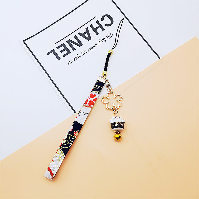 Wholesale Japanese Lucky Cat Bell Metal Keychains