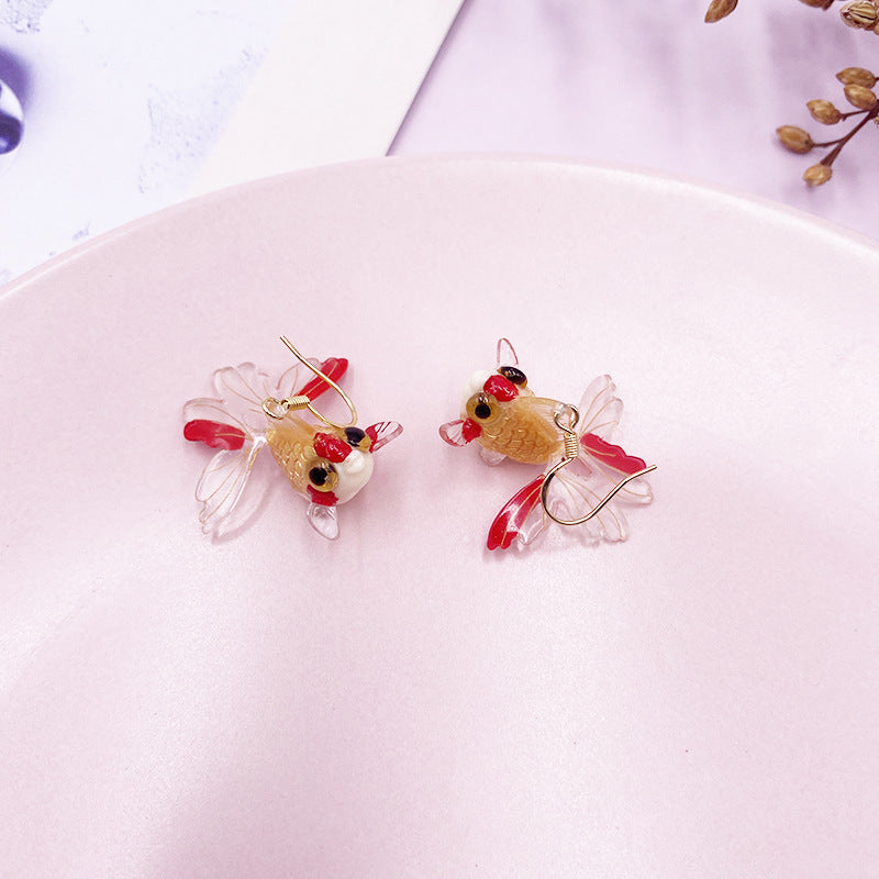 Wholesale 925 Silver Needle Goldfish Alloy Earrings