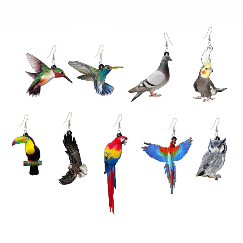 Wholesale Hummingbird Dove Eagle Owl Parrot Acrylic Bird Earrings