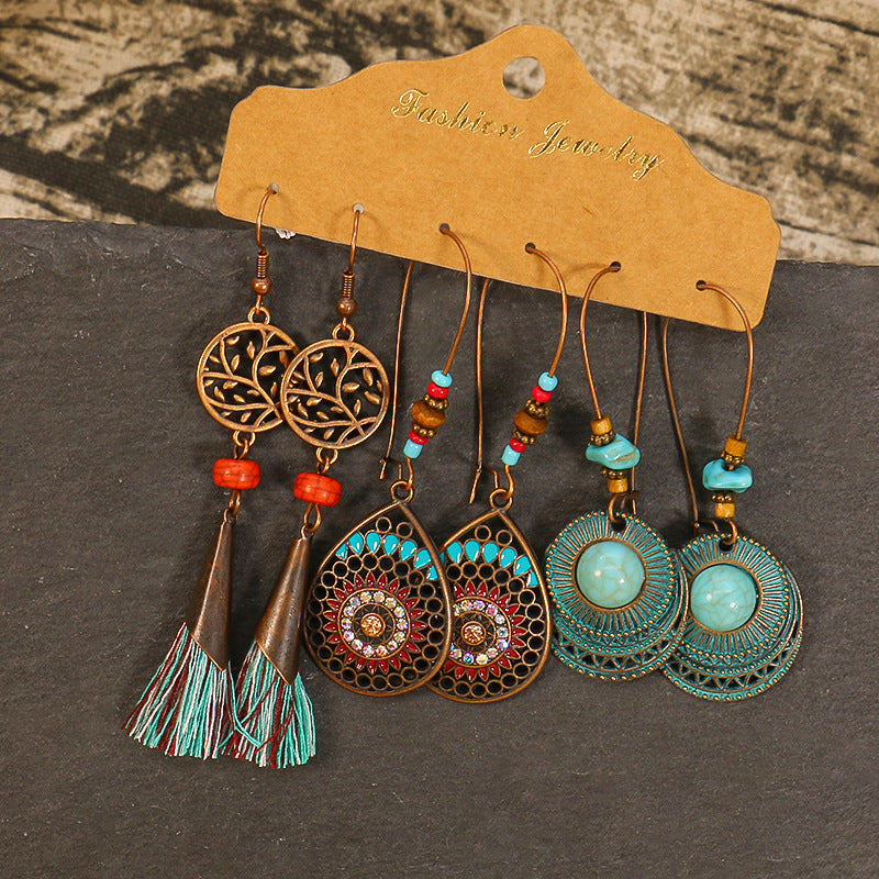 Wholesale Vintage Boho Tassel Set Earrings