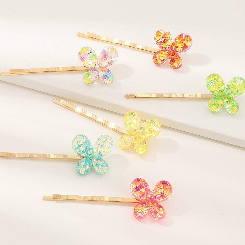 Wholesale Kids Candy Color Flower Metal Hairpins