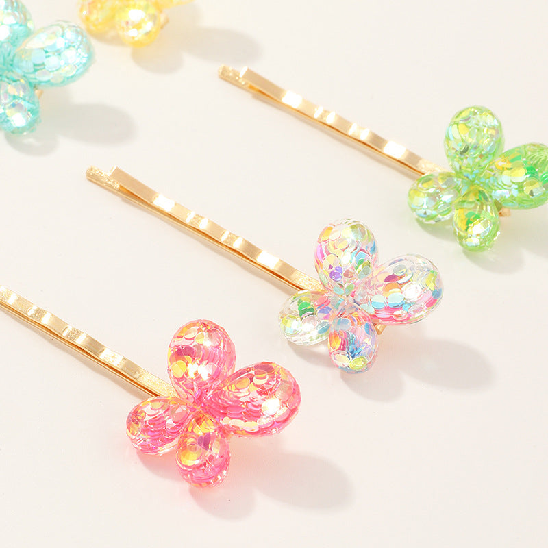Wholesale Kids Candy Color Flower Metal Hairpins