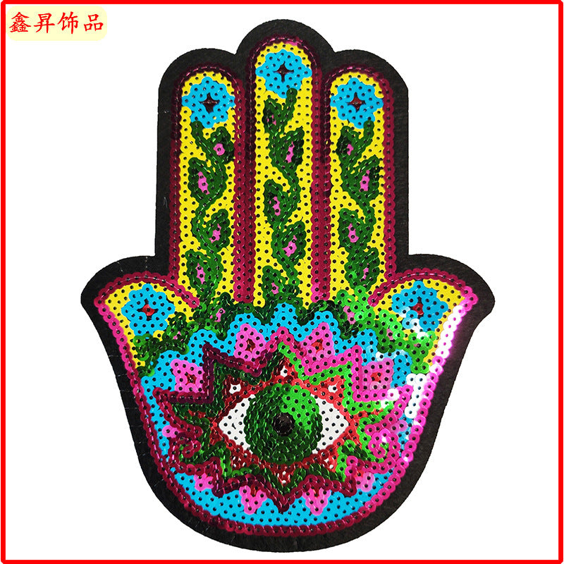 Wholesale 10pcs Clothing Accessories Bead Embroidery Palm Glitter Embroidery Denim Fabric Patch FS
