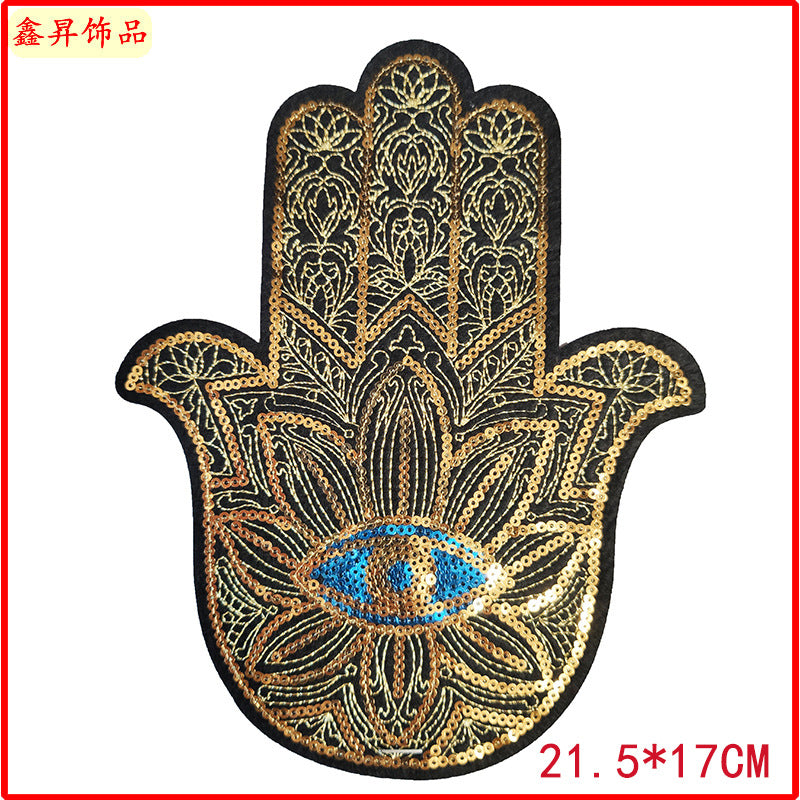 Wholesale 10pcs Clothing Accessories Bead Embroidery Palm Glitter Embroidery Denim Fabric Patch FS