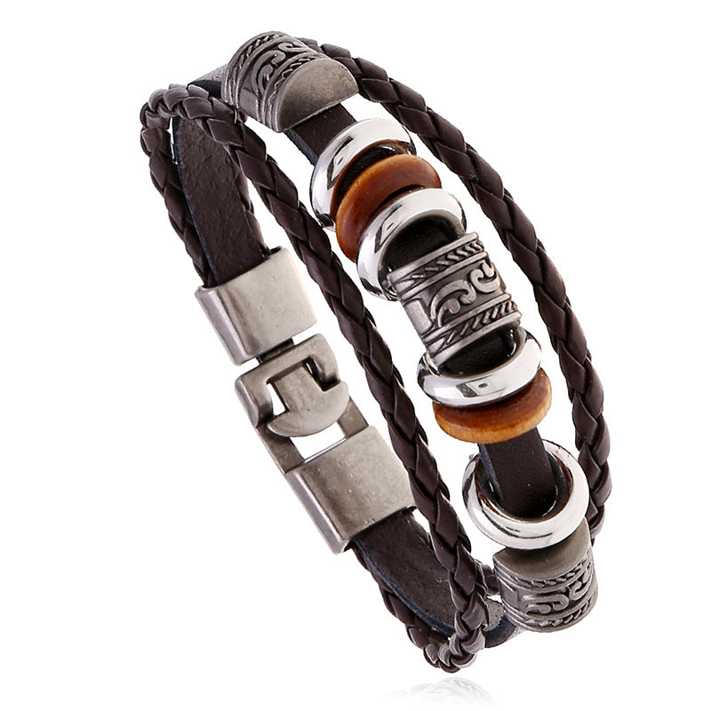 Wholesale Handmade Beaded Multi-layered Leather Bracelet